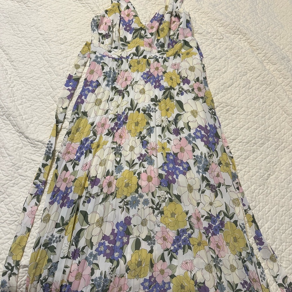 Floral Maxi Dress in Yellow, Pink, and Blue
